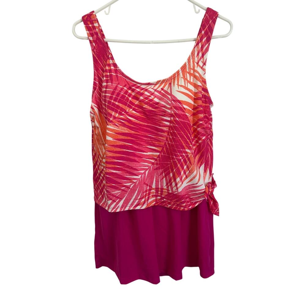 Calypso Cove Pink Floral Swim Dress One Piece Swimsuit, Size 12